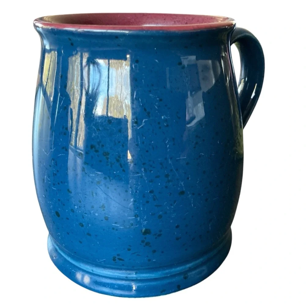 Vintage Colours By Alexander Julian Coffee Mugs Set of 3 Speckled Blue & Maroon